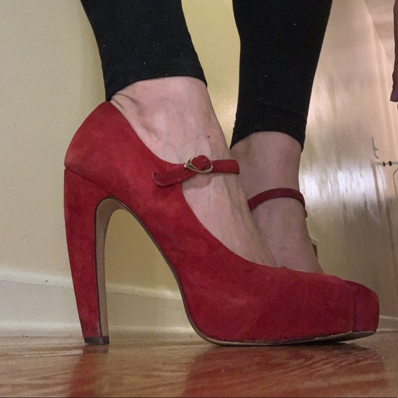 red mary jane platform shoes